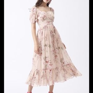 Chicwish Enchanting Peony Chiffon Maxi Dress